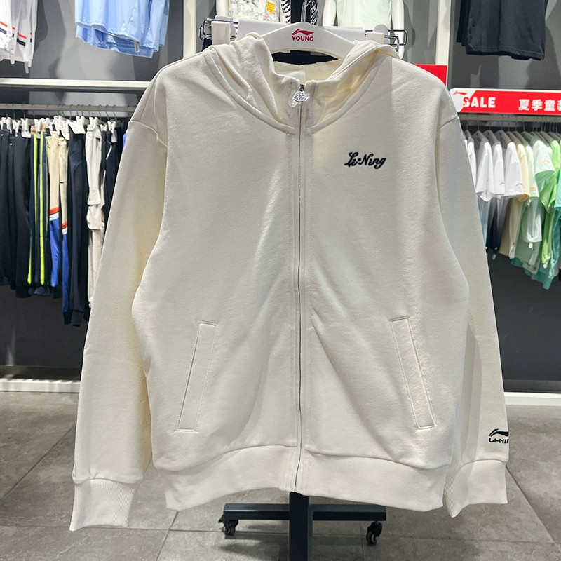 李宁24秋新款童装女童运动生活系列开衫连帽卫衣拉链外套YWDU112