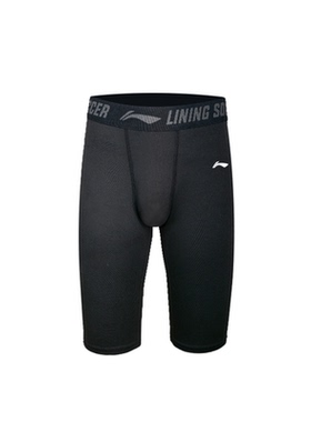 李宁儿童足球紧身中裤舒适休闲田径健身裤运动跑步训练裤AUSL012