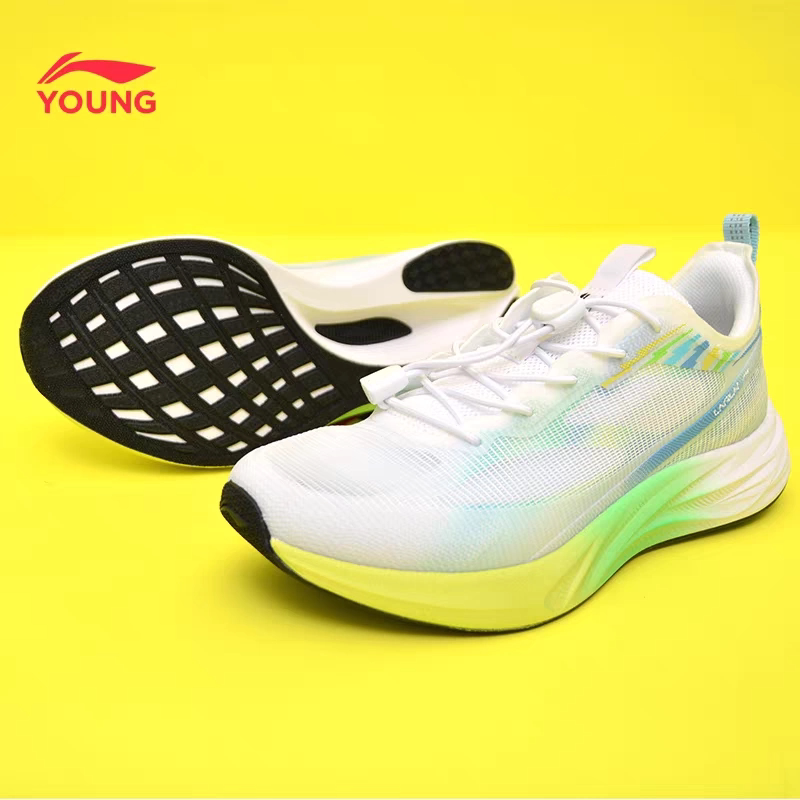 李宁跑鞋夏款男童单网透气跑步鞋儿童一脚蹬女童运动鞋YKFV046