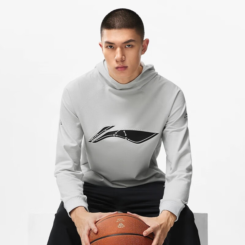 LI-NING/李宁卫衣冬季篮球系列男子加绒套头连帽运动服AWDT883