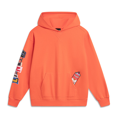 李宁滑板系列男女同款时尚潮流宽松休闲运动套头连帽卫衣 AWDU139