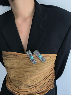 简约百搭蒙古族发夹民族风合金镶嵌设计长方形发夹马尾夹头饰发饰