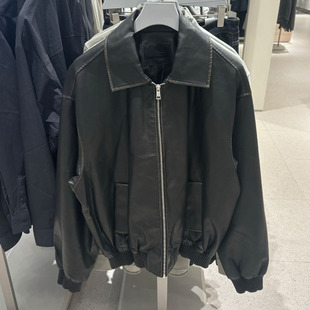 2026春季新款WLJZWFJTUR男装外套时尚PU皮宽松夹克外套 UMF140063