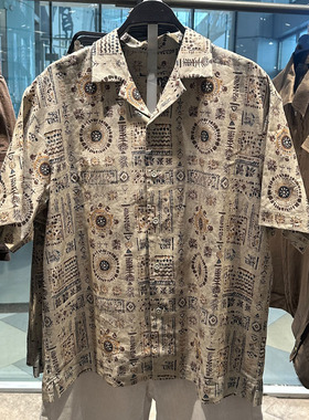 2025夏季新款WLJZWFJTUR男装时尚休闲百搭印花短袖衬衫 UMH250002