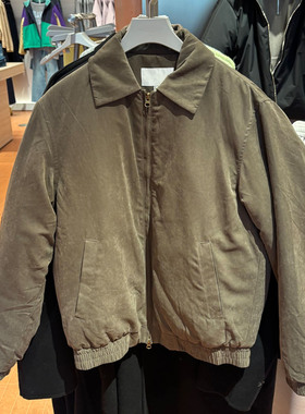 冬季新款男装美式复古风男士翻领宽松夹克军绿色拉链休闲外套棉衣