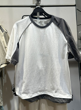 2026夏季新款WLJZWFJT潮男装时尚休闲百搭拼接短袖  T恤UML450133