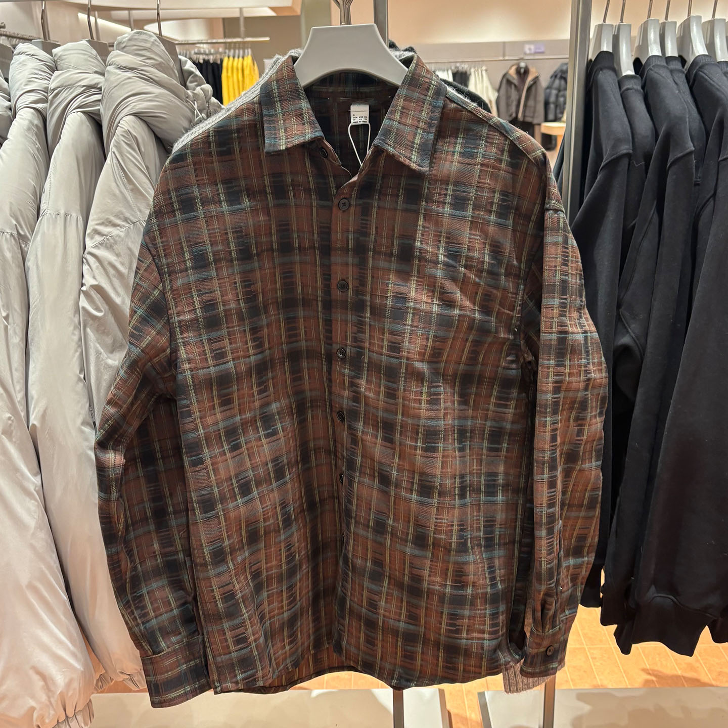 2025冬季新款复古格纹翻领衬衫