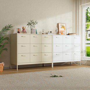 奶油风钢制斗柜客厅靠墙铁艺储物柜简约现代厨房卧室抽屉式收纳柜