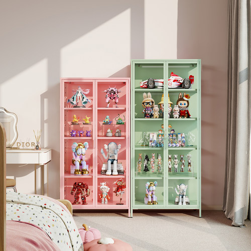 甜美透明玻璃多层手办展示柜