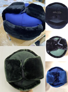 绿色棉帽裁绒帽雷锋帽子藏青防寒棉帽下雪天防寒保暖骑行帽皮