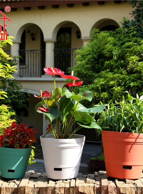 包邮诚信陶土风格加厚蓄水花盆吸水花盆懒人自浇水树脂盆