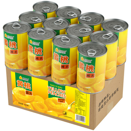 新鲜黄桃罐头12罐整箱水果罐头