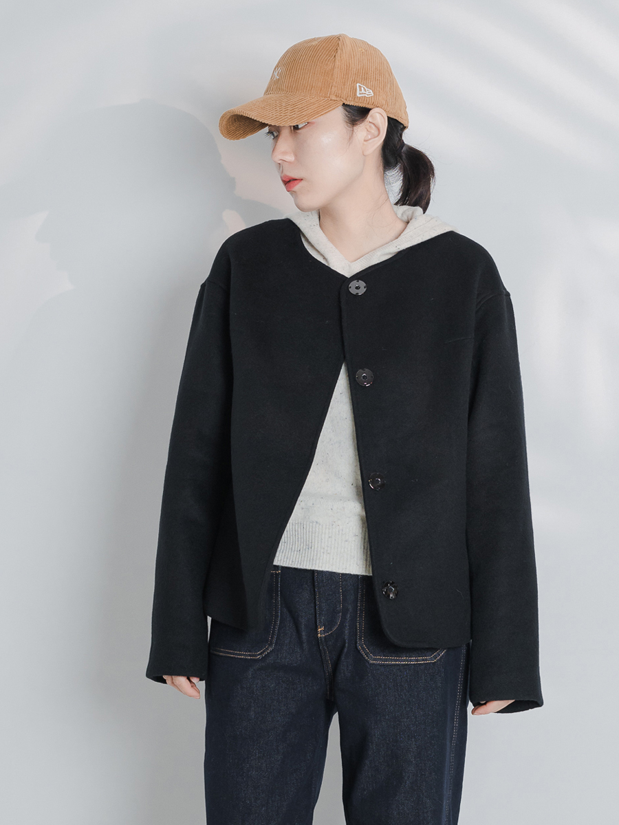 廓形短款宽松显瘦100%羊毛大衣女