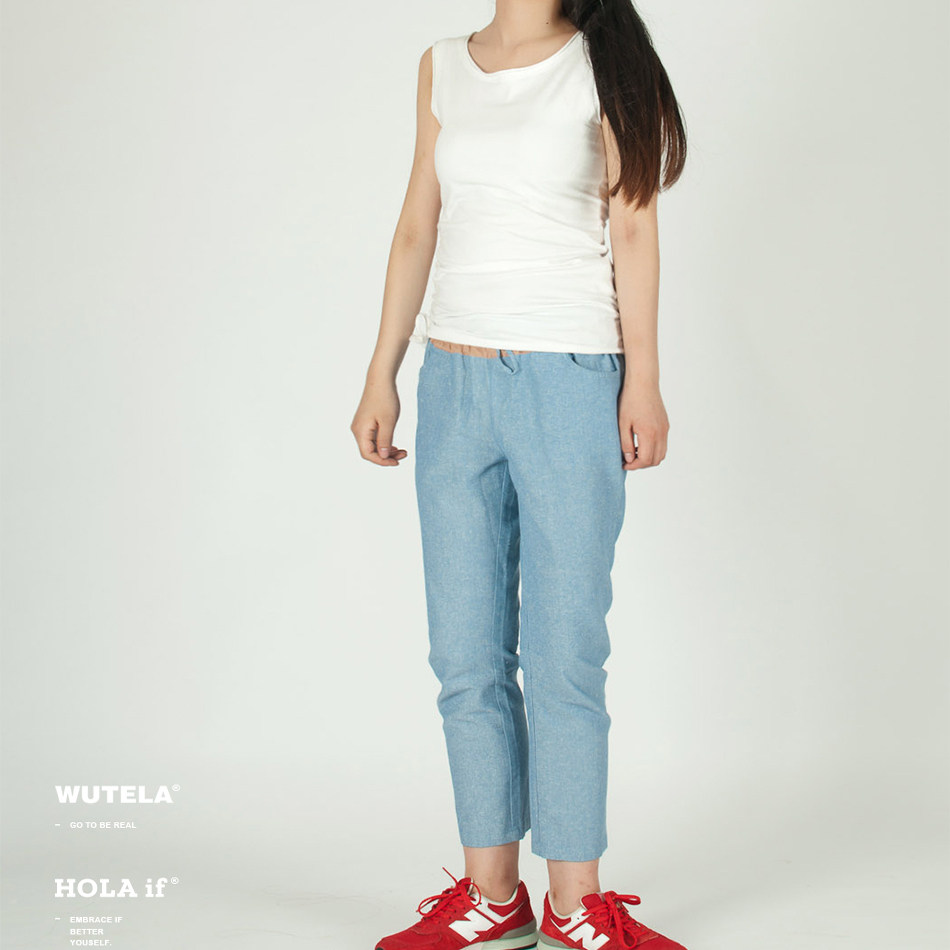 WUTELA{清仓}春夏亚麻九分裤修身显瘦小脚裤透气文艺棉麻直筒裤女,女装/女士精品,休闲裤,淘宝优惠券,粉丝福利购,淘宝优惠卷