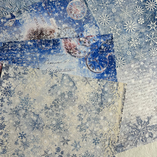 蓝色雪花背景纸a4包装diy手账装饰痛包材料素材纸痛包冬日雪花