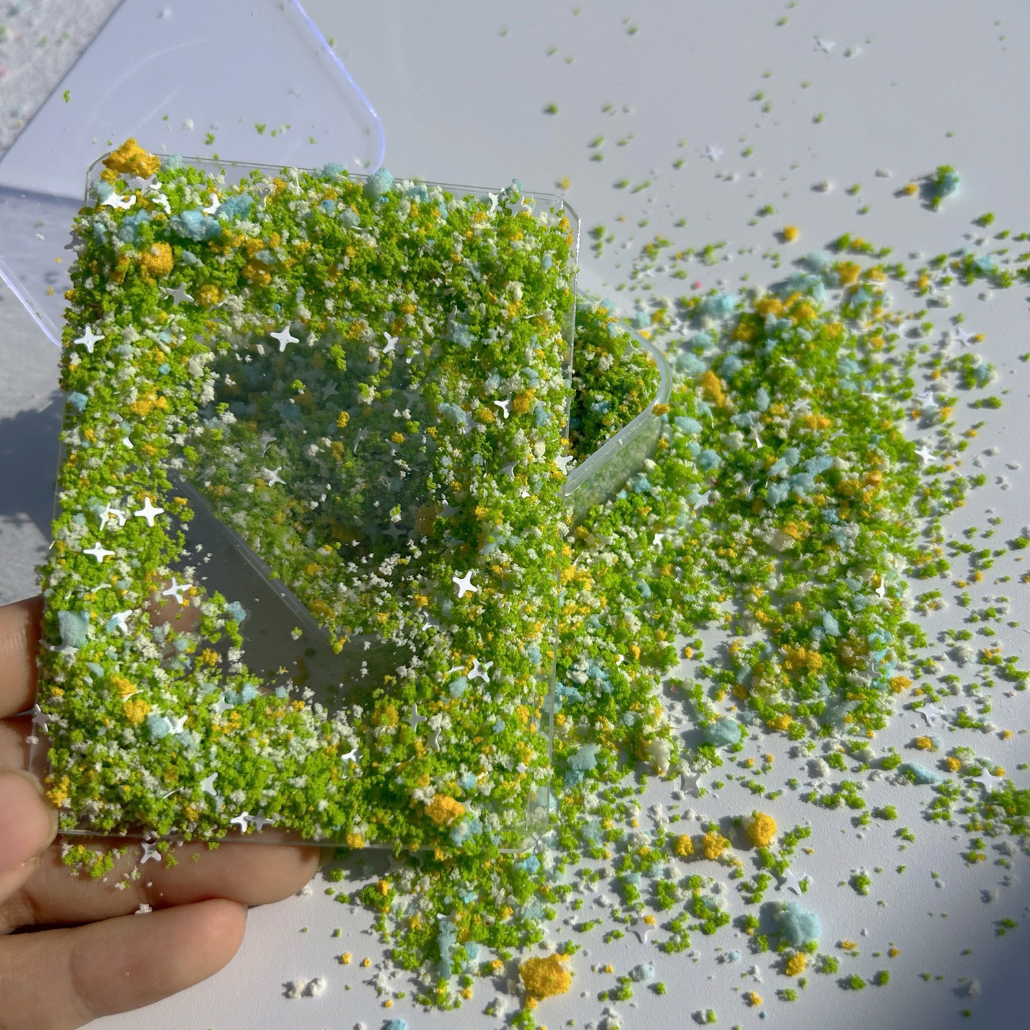 黄绿色星星混合花草粉树粉diy微观造景装饰艺术手帐手工花粉树粉