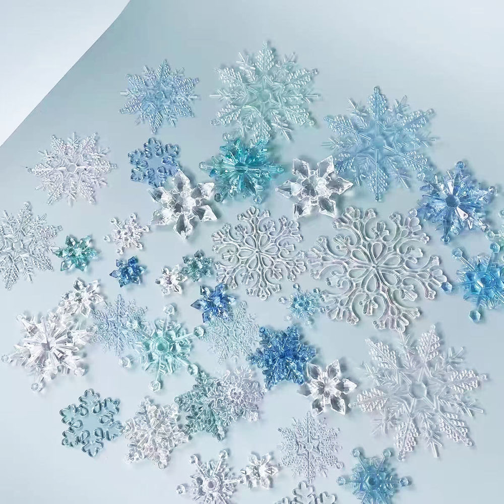 各种雪花配件混装亚克力树脂木片雪花diy装饰痛包小众雪花吧唧托