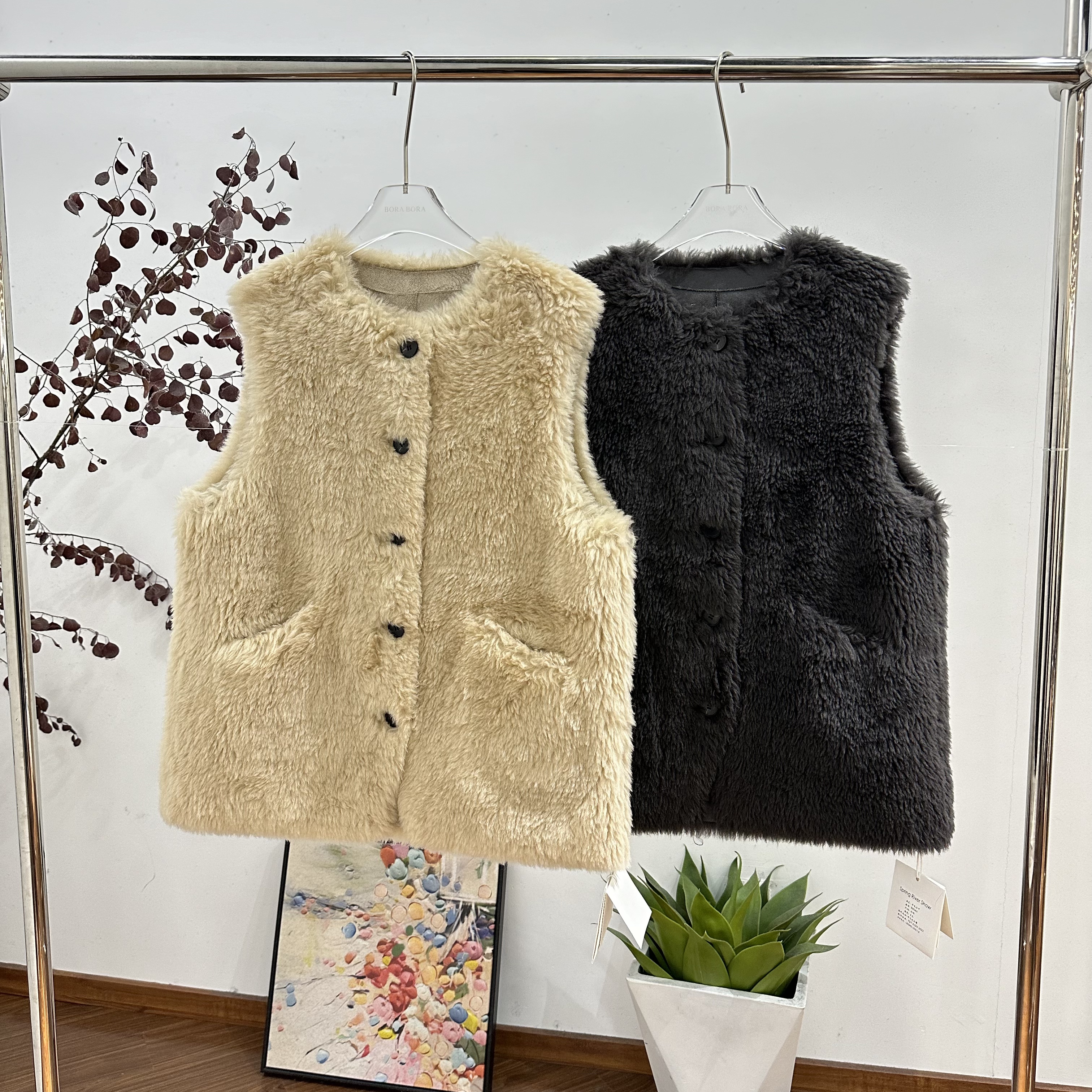 雪莉 欧货正品女装代购2025冬季时尚新款圆领单排扣羊毛马甲外套