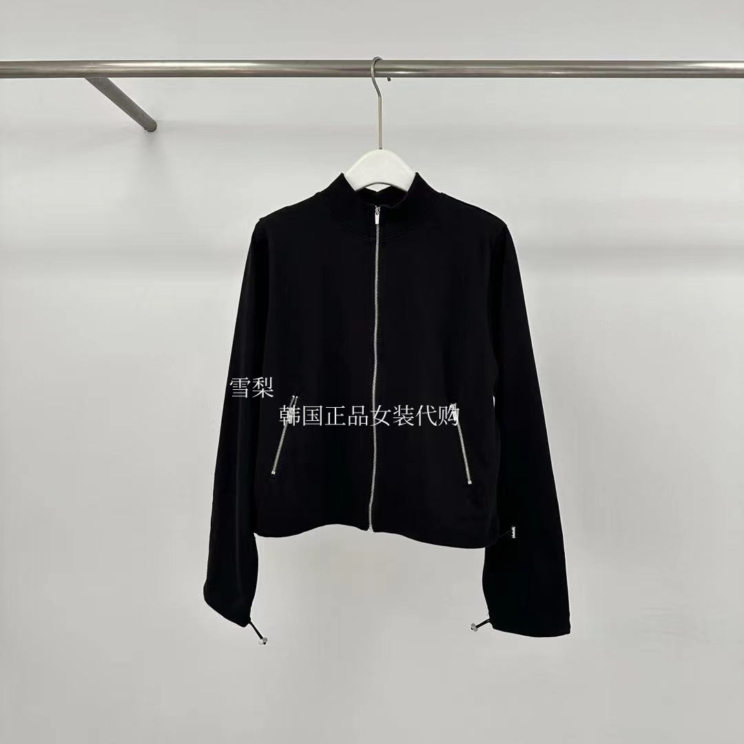 现货 韩国正品女装代购2025早秋新款净色拉链立领抽绳休闲外套