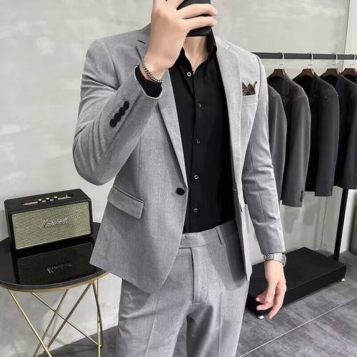 韩版西服男西装套装三件套高级感