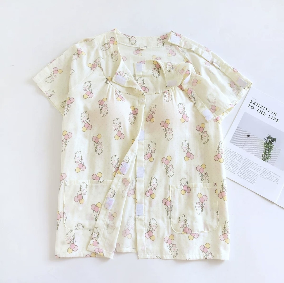 开胸术后专用上衣女带胸垫护理服乳腺开刀穿的衣服纯棉短袖子开口