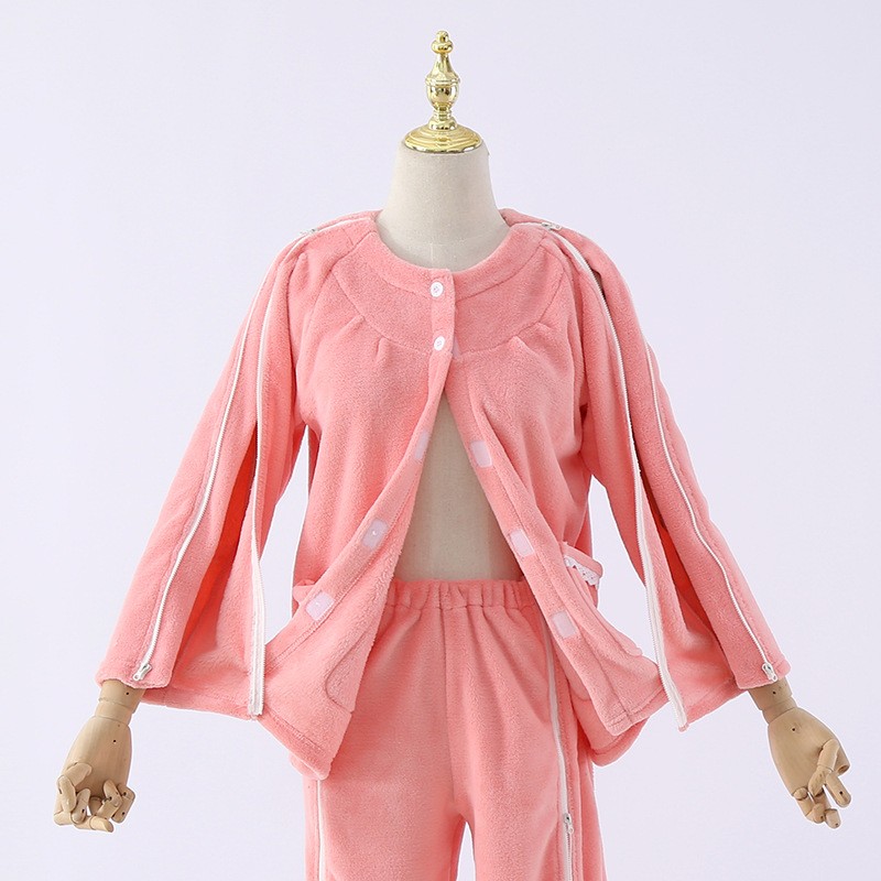秋冬输液港衣服裤子开口病号服