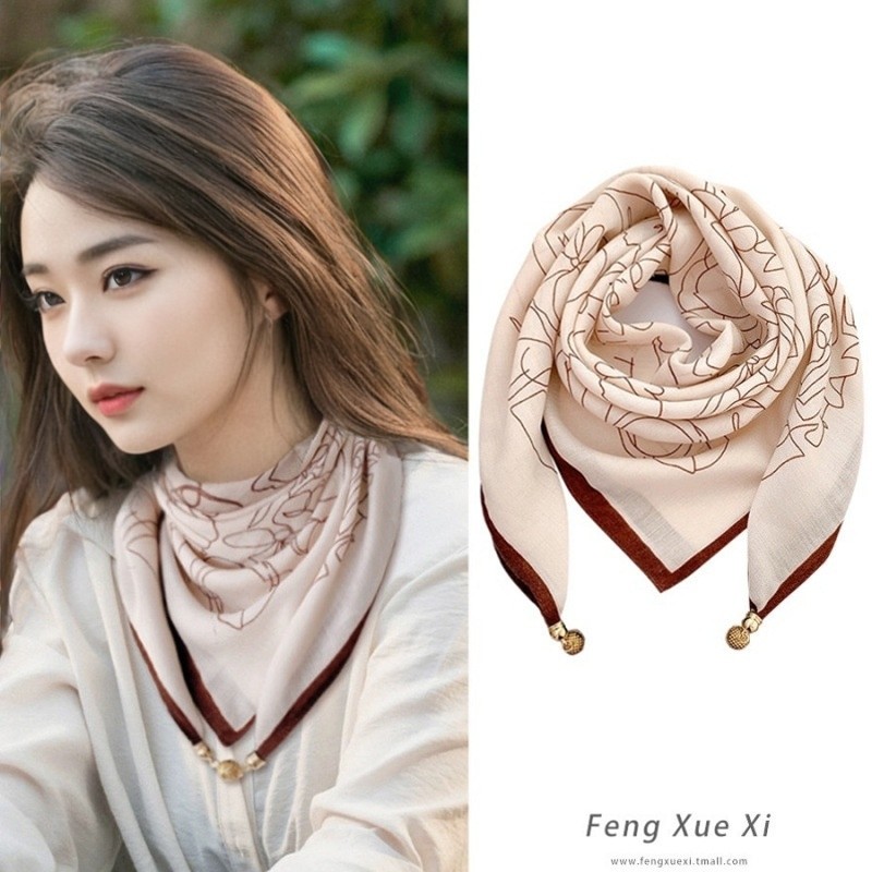 护颈方巾丝巾女2025新款磁吸扣小围巾春天妈妈围脖三角高级感