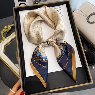 小丝巾复古百搭高级感70cm系脖小方巾春秋围巾 苏杭丝绸女搭配衬衫