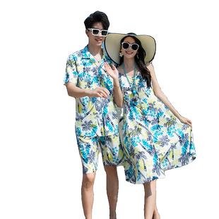 沙滩裙大码情侣装夏装套装海南三亚泰国海边度假蜜月拍照穿搭衣服