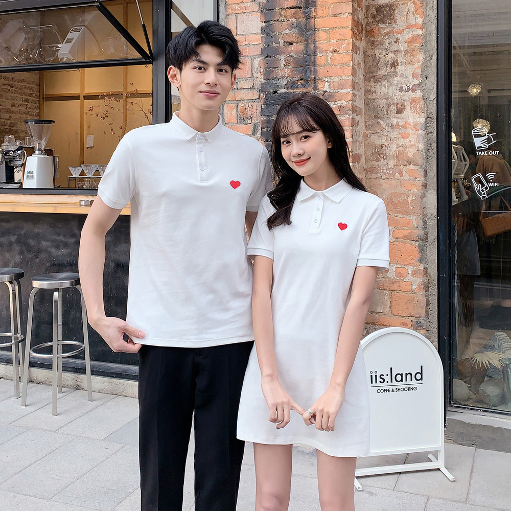 领证登记白裙显瘦情侣装夏季polo