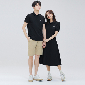 情侣装春夏装2026新款套装法式高级小众polo领连衣裙一裙一衣大码