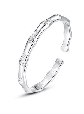 银手镯女生9999纯银开口竹节