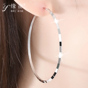 2026年新款925纯银大耳圈耳环韩国气质网红小众冷淡女性圆圈耳饰