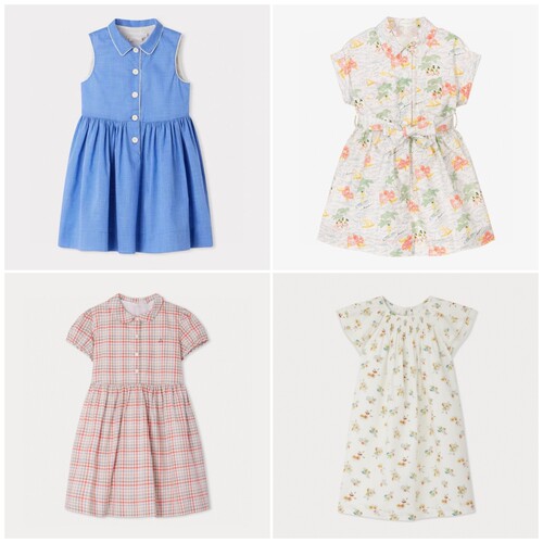 法单 25春夏新品全棉格子碎花连衣裙 儿童打揽连衣裙 衬衫裙