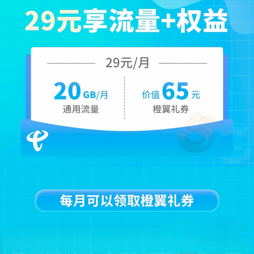 29元享流量+权益 杭州电信移动用户 手机号码专享