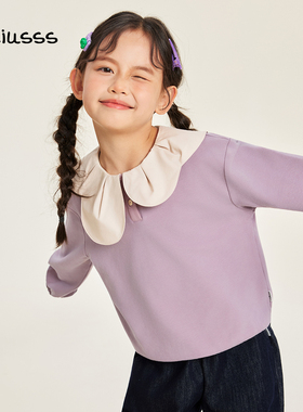 viciusss丸社女童卫衣秋装2025新款超好看娃娃领洋气长袖T恤上衣
