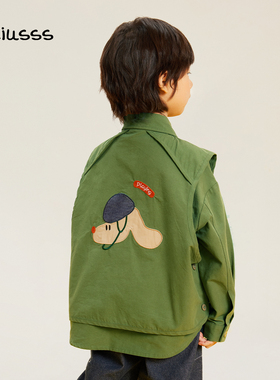 viciusss丸社男童外套秋2025新款薄款儿童男孩帅气衬衫领纯棉上衣
