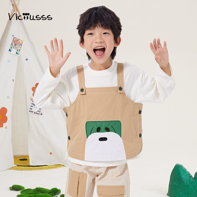 Viciusss男童可爱马甲春秋新款儿童女孩个性可爱洋气时尚背心薄款