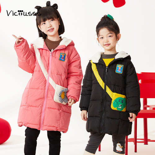 viciusss女童棉服中长款新款冬季