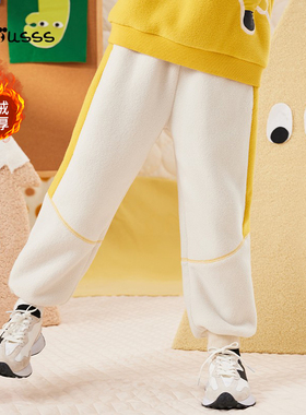 Viciusss女童休闲长裤绒感卫裤秋冬儿童时尚撞色束脚裤运动裤