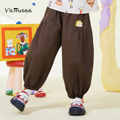 viciusss女童休闲裤新款纯棉长裤