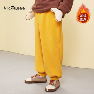 加厚保暖洋气长裤 Viciusss男童摇粒绒裤 儿童束脚休闲裤 新款 子冬季