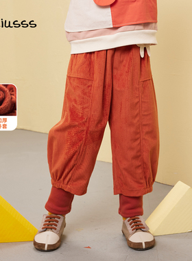 viciusss丸社女童加绒裤子冬新款打底裤长裤假两件儿童灯芯绒棉裤