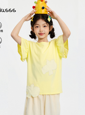 Viciusss女童圆领短袖t恤2025夏季新款儿童时尚百搭拼接上衣