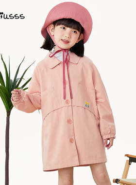viciusss丸社女童风衣外套2025新款春秋儿童洋气休闲中长款上衣