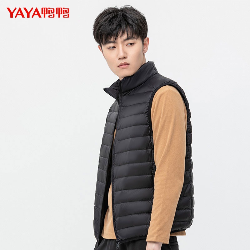 鸭鸭羽绒服男马甲外穿短款2025冬季新款轻薄内胆背心90白鸭绒外套