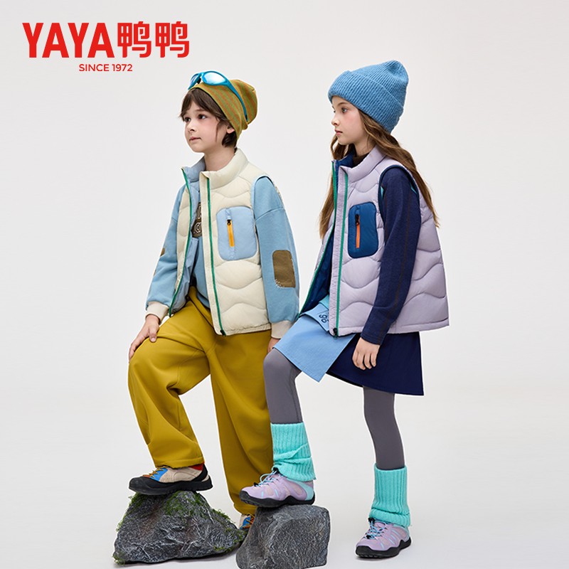 鸭鸭儿童羽绒服2026男女童中大童立领拼色时尚休闲保暖百搭厚马甲