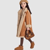 盼盼熊女童羊羔绒毛毛外套两面穿冬季 装 大衣儿童皮毛一体加绒加厚