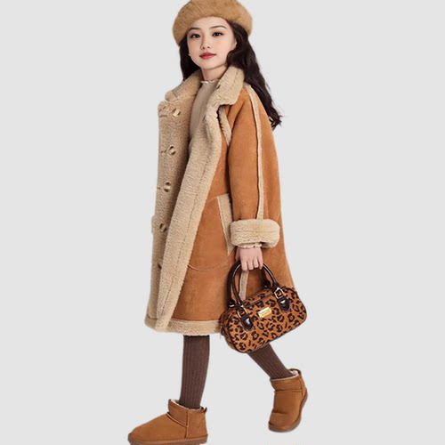 盼盼熊女童羊羔绒毛毛外套两面穿