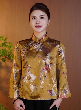 新中式国风唐装醋酸上衣2025新款复古印花上衣外套EPL100121